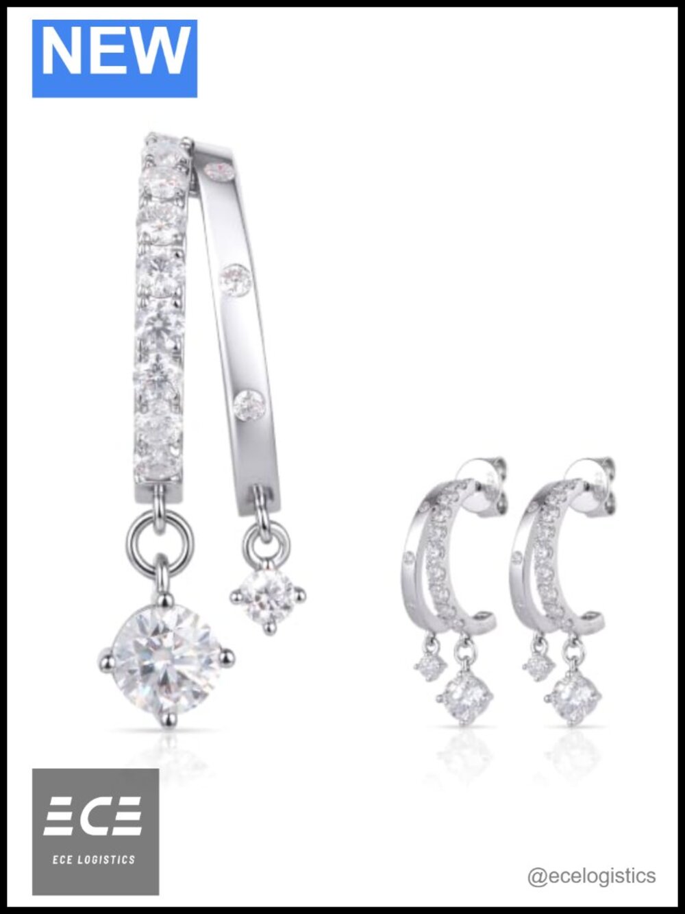 Moissanite Screw Back Earrings 925 Sterling Silver Hypoallergenic Fine Jewelry